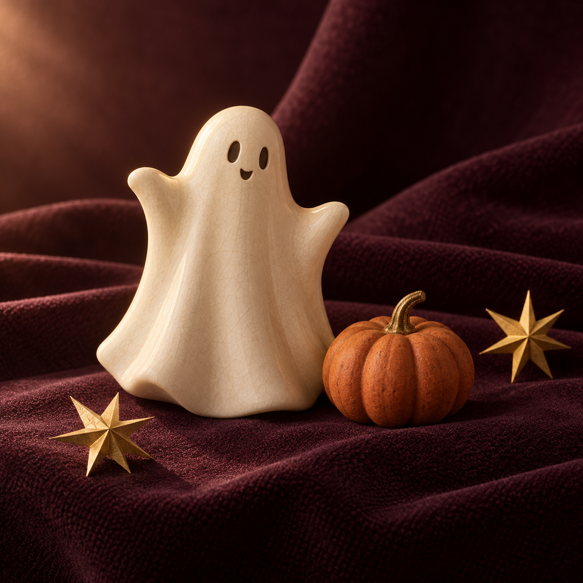 Halloween collection artwork: a friendly ghost and pumpkin.