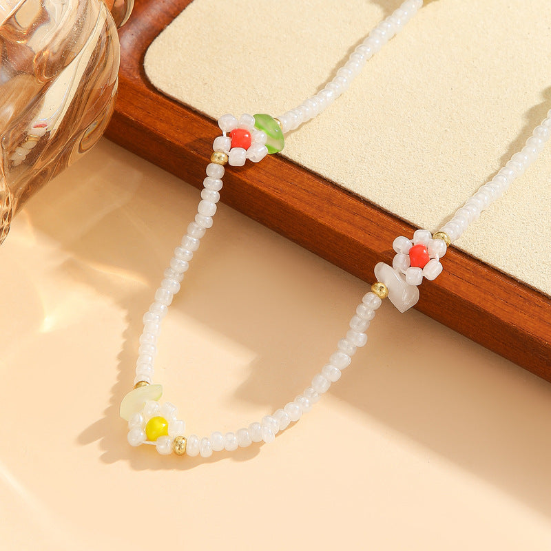 Colourful Floral Bead Necklace — product view