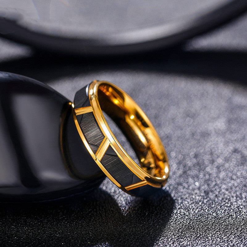 Black & Gold-Tone Tungsten-Steel Band — product view
