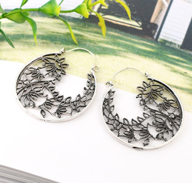 Floral Cutout Hoop Earrings — product view