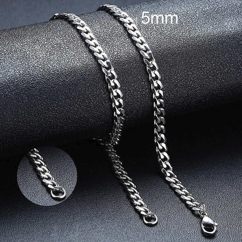 Faceted Stainless Steel Cuban Chain — product view 3