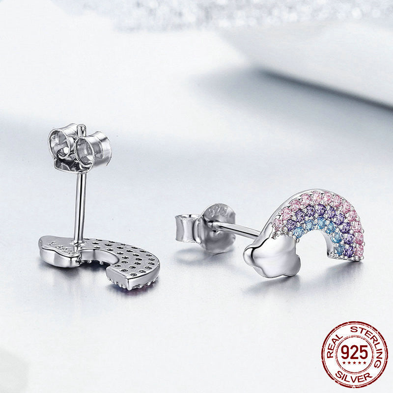 S925 Rainbow Zircon Stud Earrings — product view
