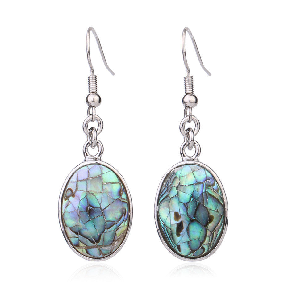 Oval Shell Mosaic Drop Earrings — product view