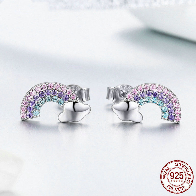 S925 Rainbow Zircon Stud Earrings — product view