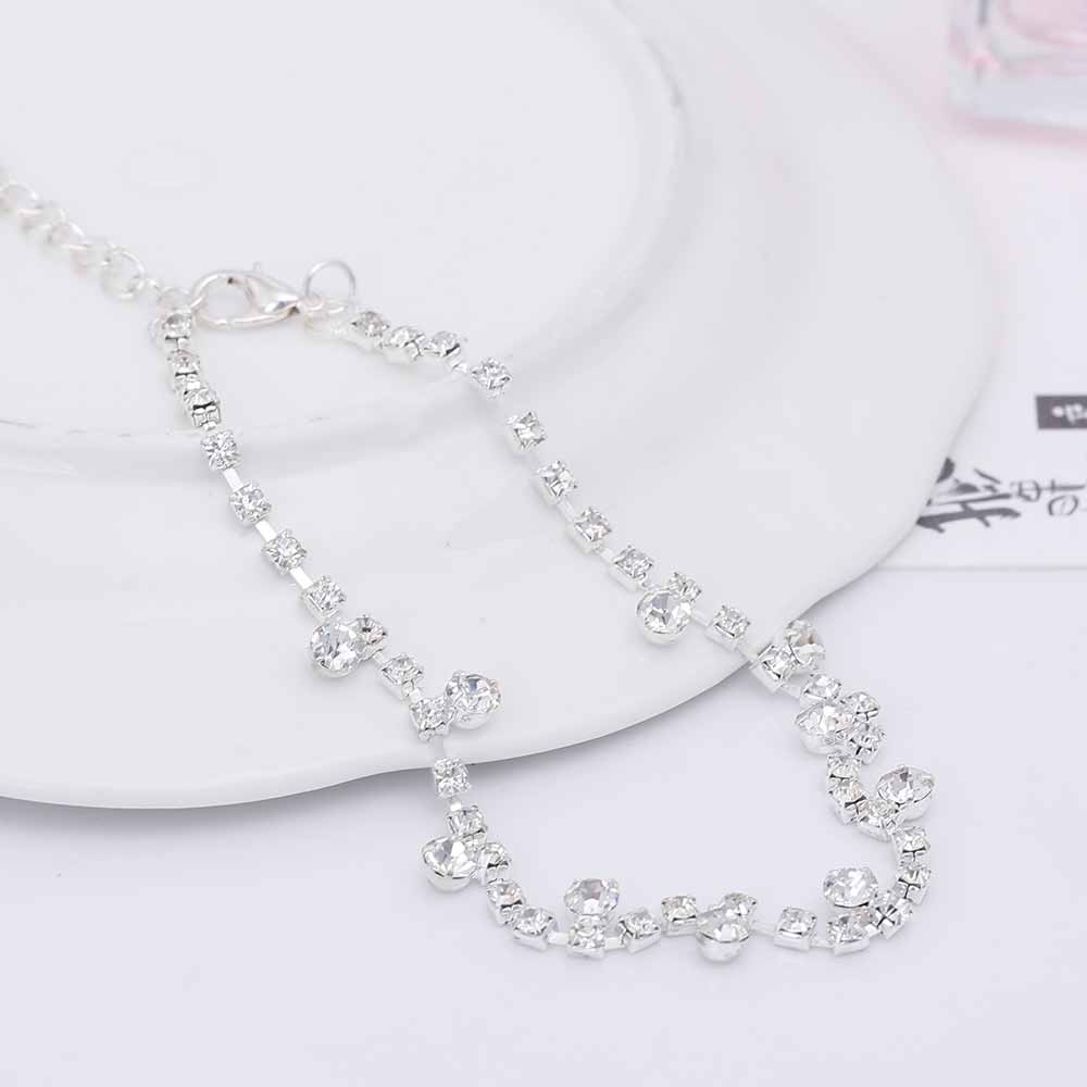 Silver-Tone Sparkle Drop Anklet
