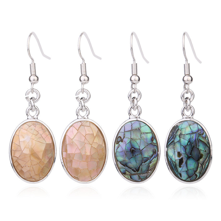 Oval Shell Mosaic Drop Earrings — product view