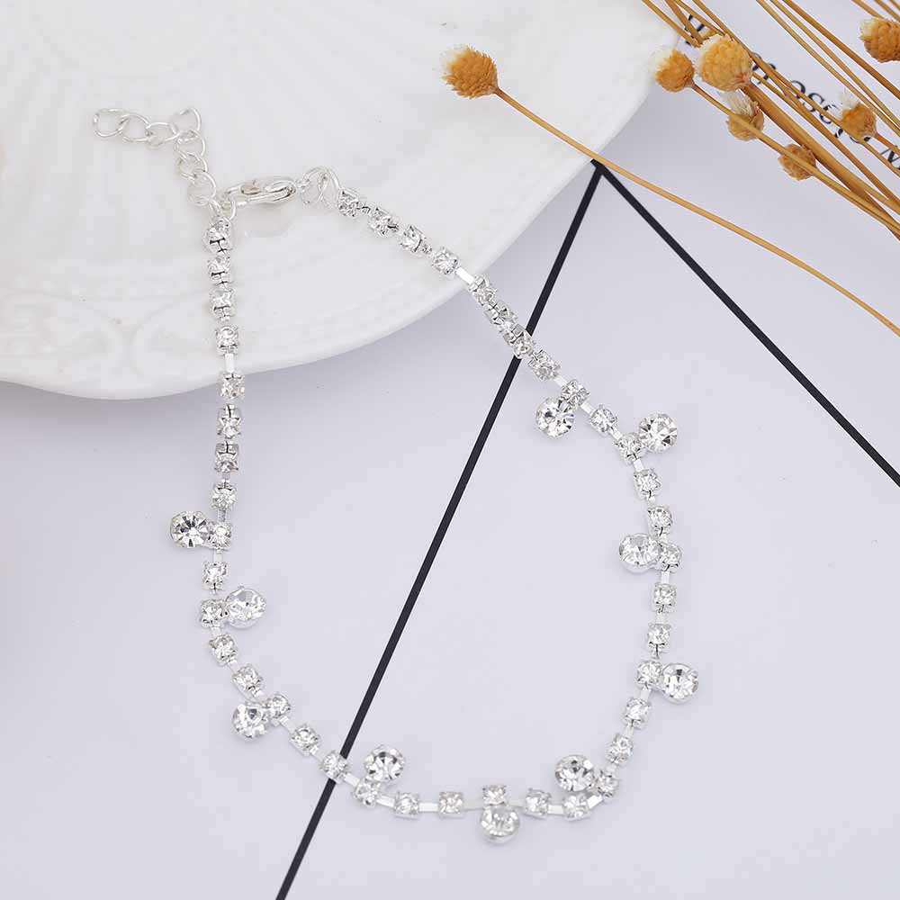Silver-Tone Sparkle Drop Anklet