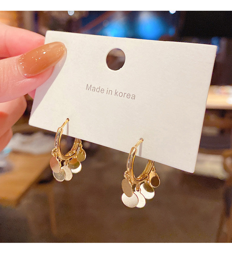 Mini Disc-Drop Hoop Earrings — product view