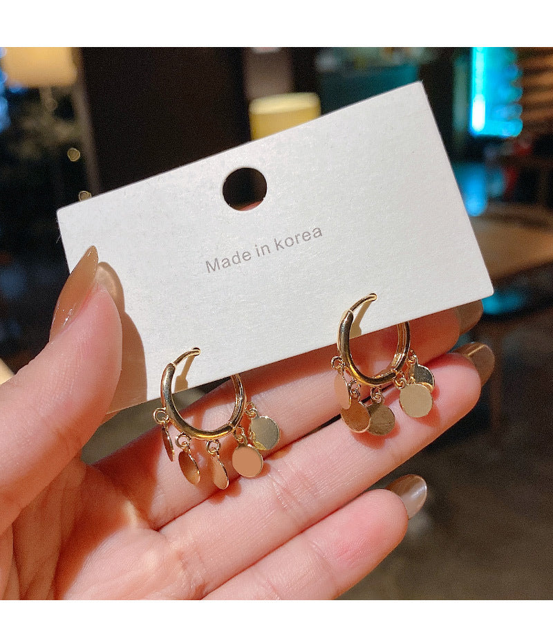 Mini Disc-Drop Hoop Earrings — product view