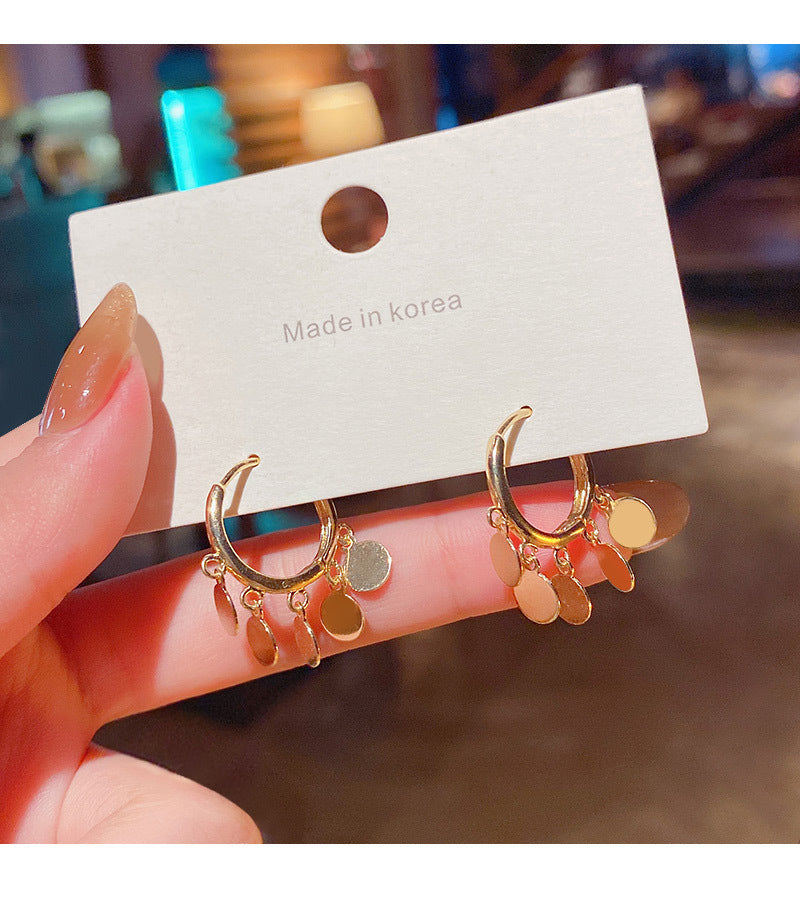 Mini Disc-Drop Hoop Earrings — product view