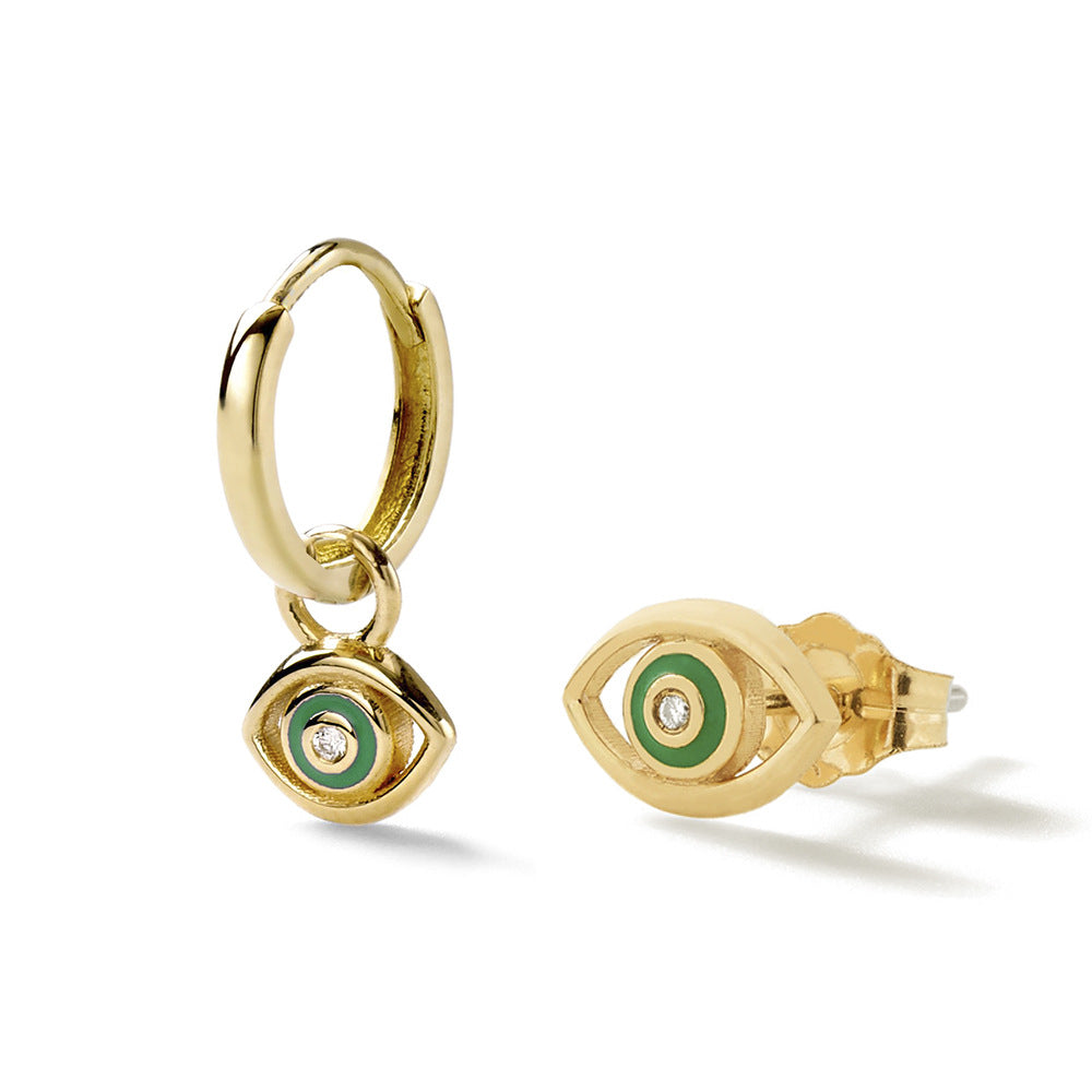 Asymmetric Evil Eye Hoop & Stud Earrings — product view