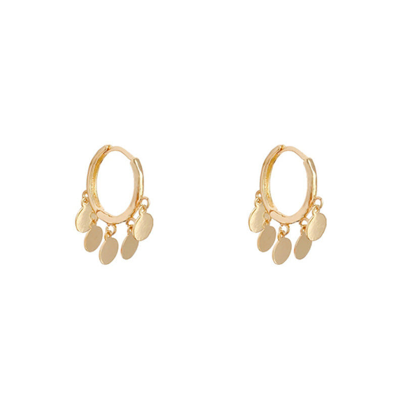 Mini Disc-Drop Hoop Earrings — product view