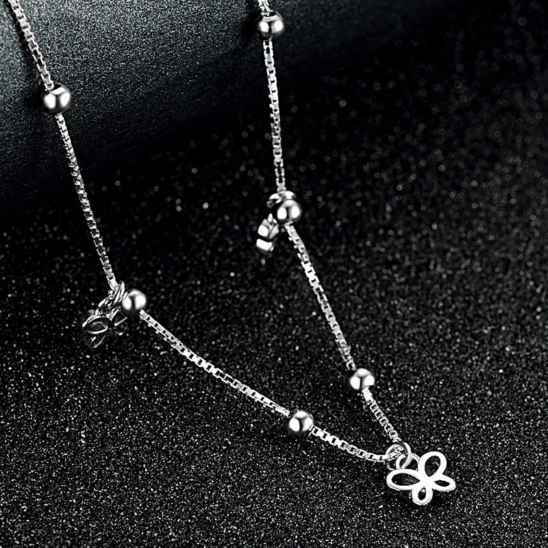 Silver-Tone Butterfly Charm Anklet