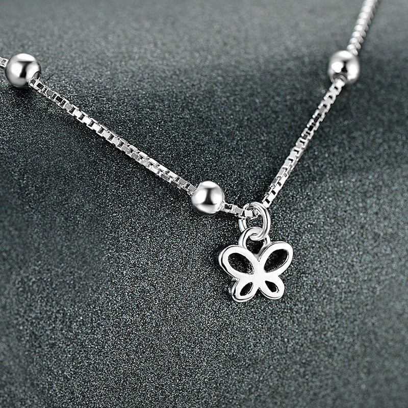 Silver-Tone Butterfly Charm Anklet