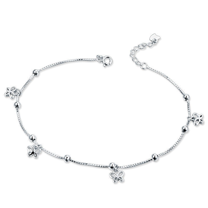 Silver-Tone Butterfly Charm Anklet