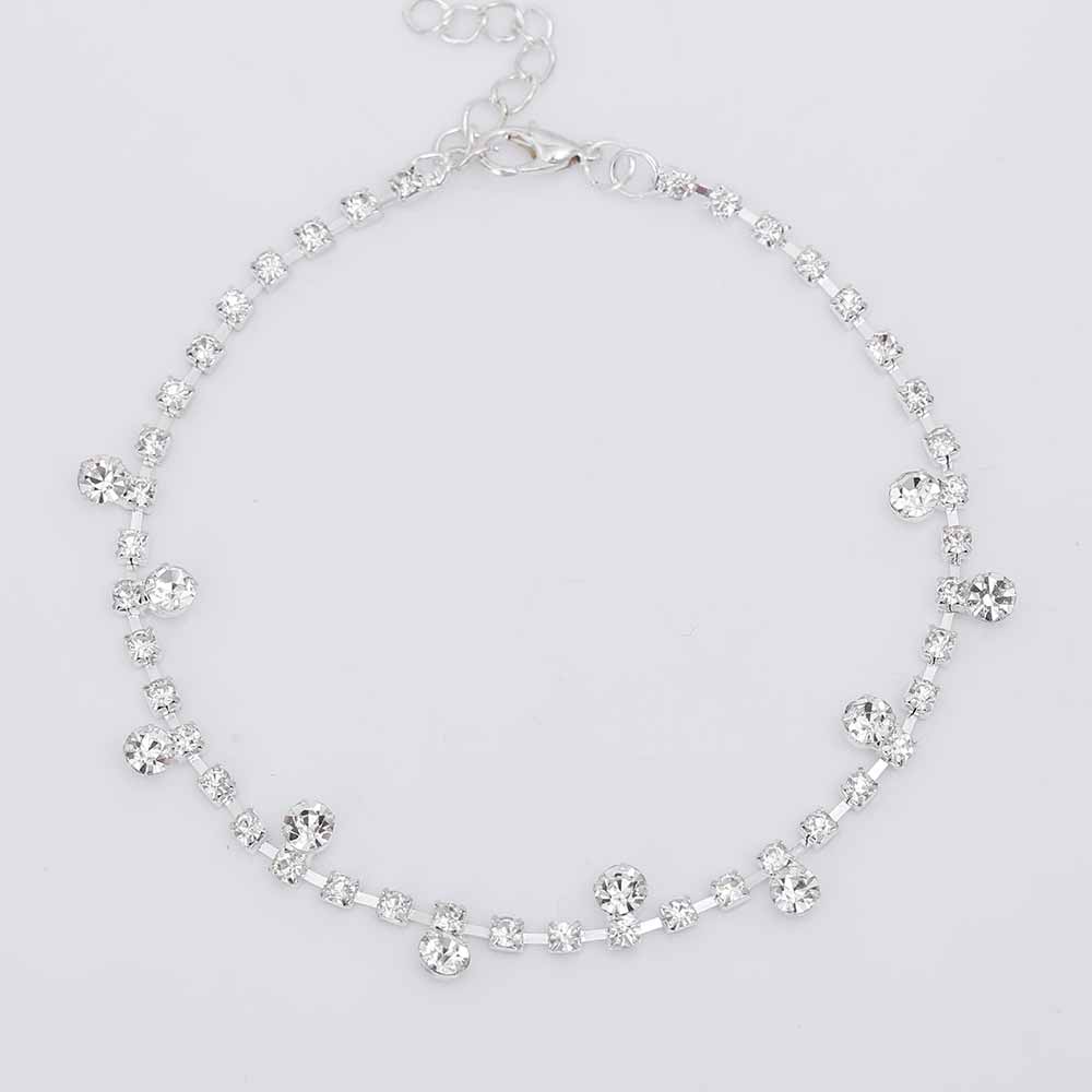 Silver-Tone Sparkle Drop Anklet