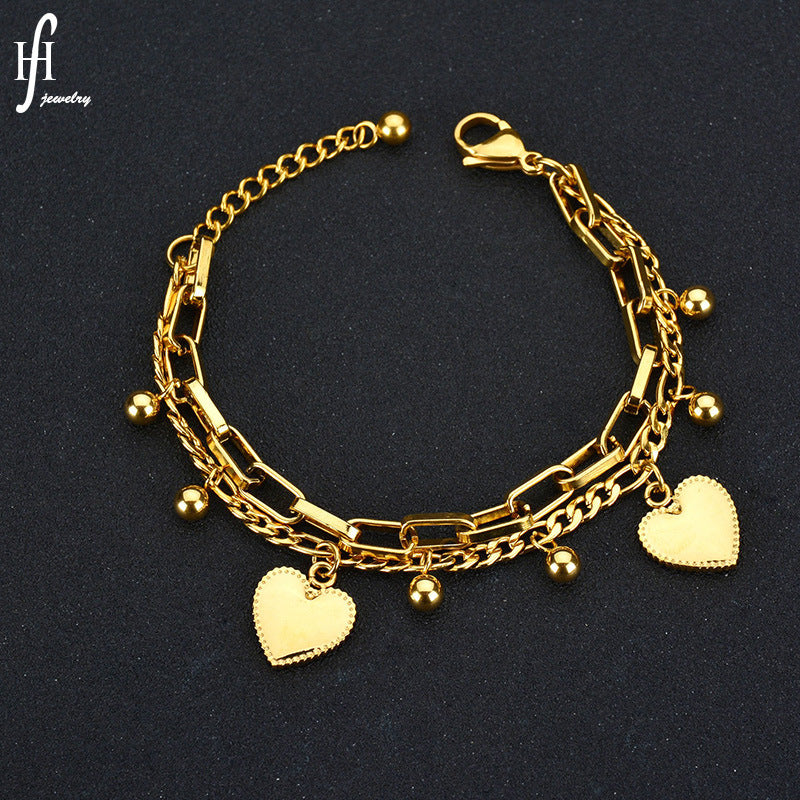 Layered Heart & Ball Charm Bracelet — product view 3