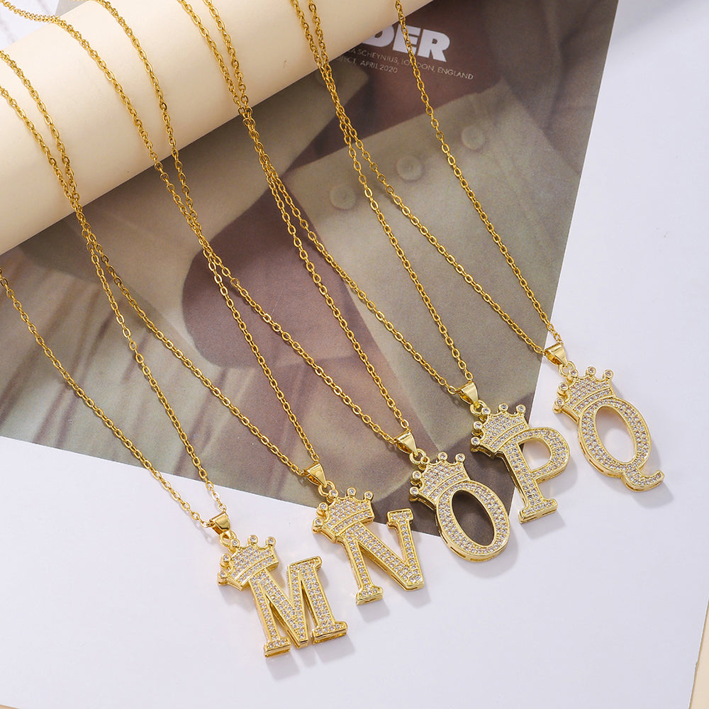 Crown Initial Sparkle Necklace — product view
