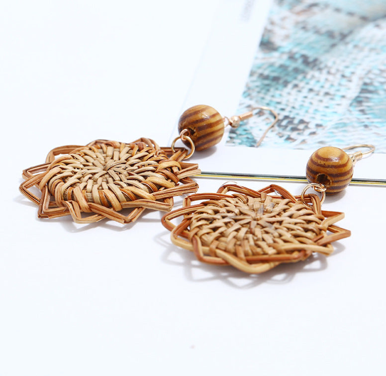 Woven Sunburst Drop Earrings — product view