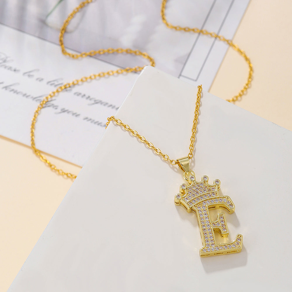 Crown Initial Sparkle Necklace — product view