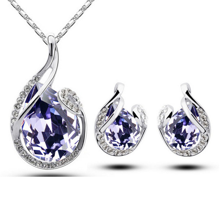 HD Jewelry Teardrop Sparkle Necklace & Earring Set — Violet