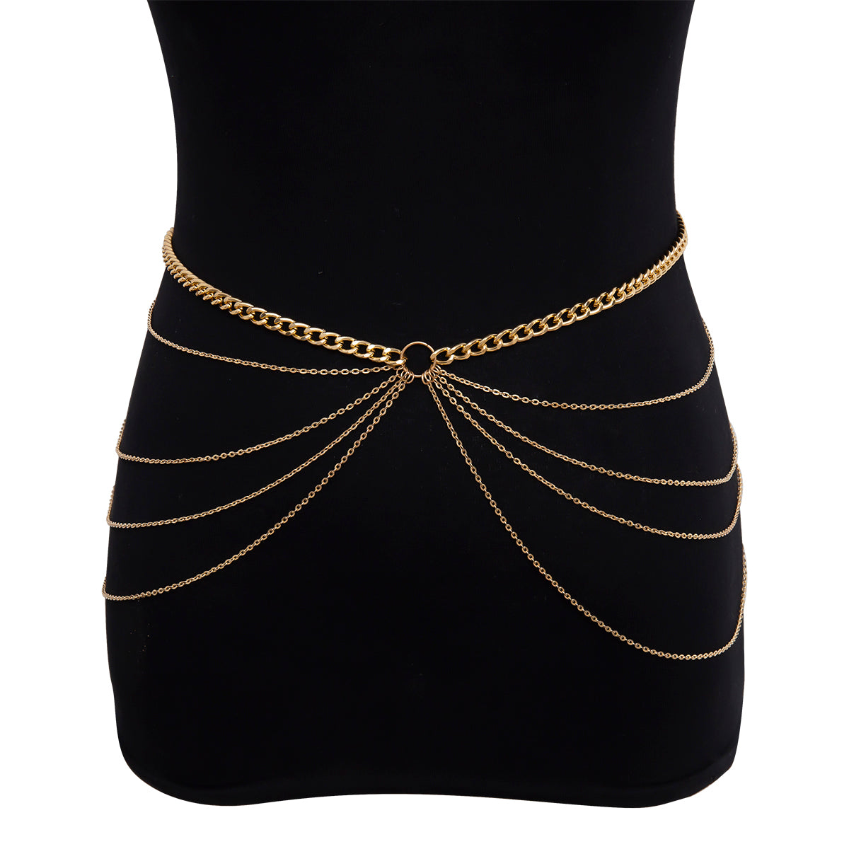 HD Jewelry Geometric Layered Waist Chain — Gold-tone