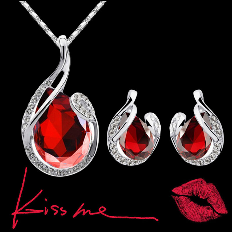 HD Jewelry Teardrop Sparkle Necklace & Earring Set — Product detail