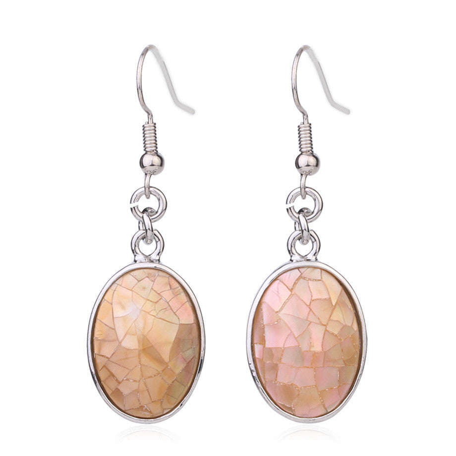 Oval Shell Mosaic Drop Earrings — product view