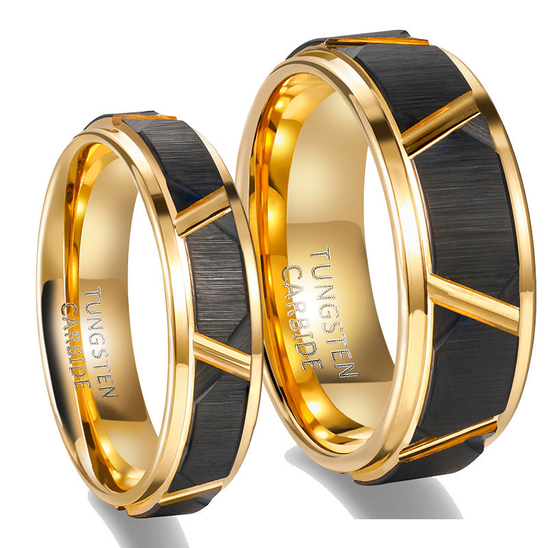 Black & Gold-Tone Tungsten-Steel Band — product view