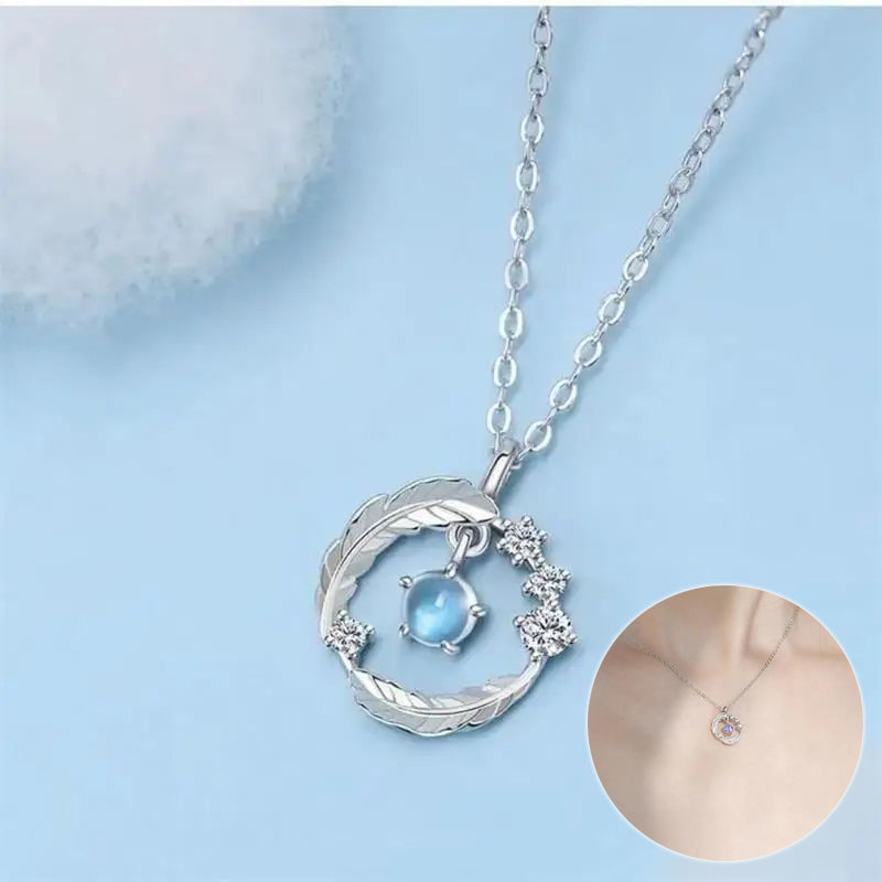 Feather & Iridescent Bead Necklace — product view