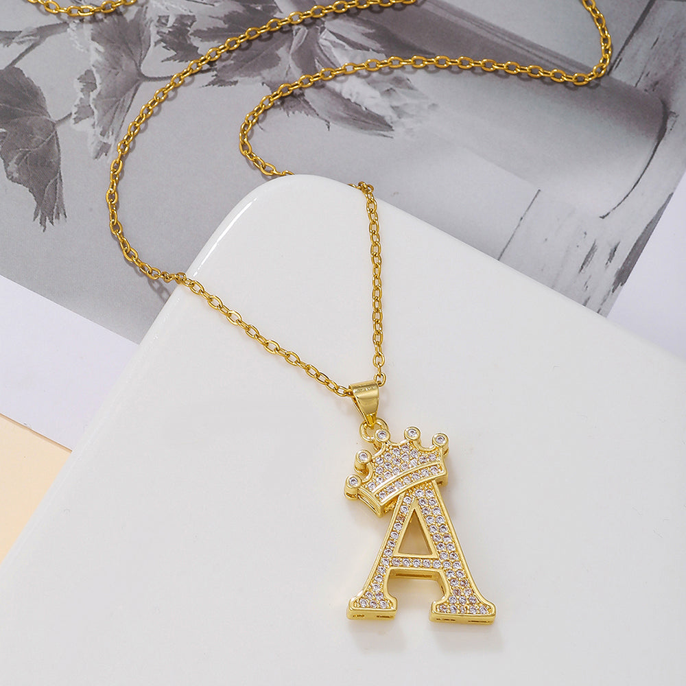 Crown Initial Sparkle Necklace — product view