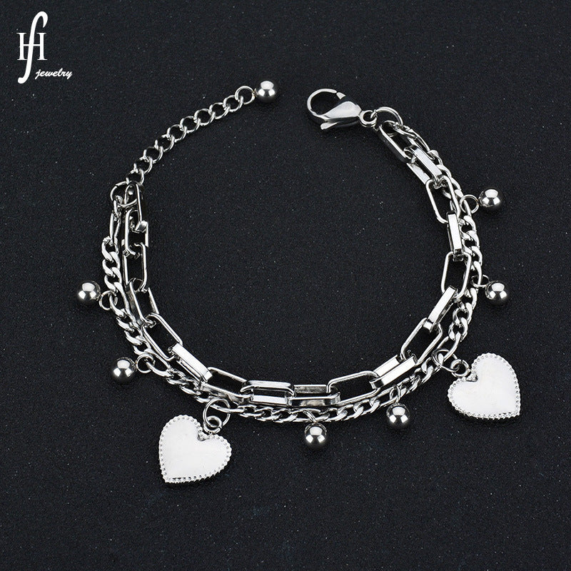 Layered Heart & Ball Charm Bracelet — product view 4
