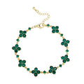 HD Jewelry Four-Petal Zircon Flower Bracelet — Gold-tone · Green / 7 in + 3.5 cm extension