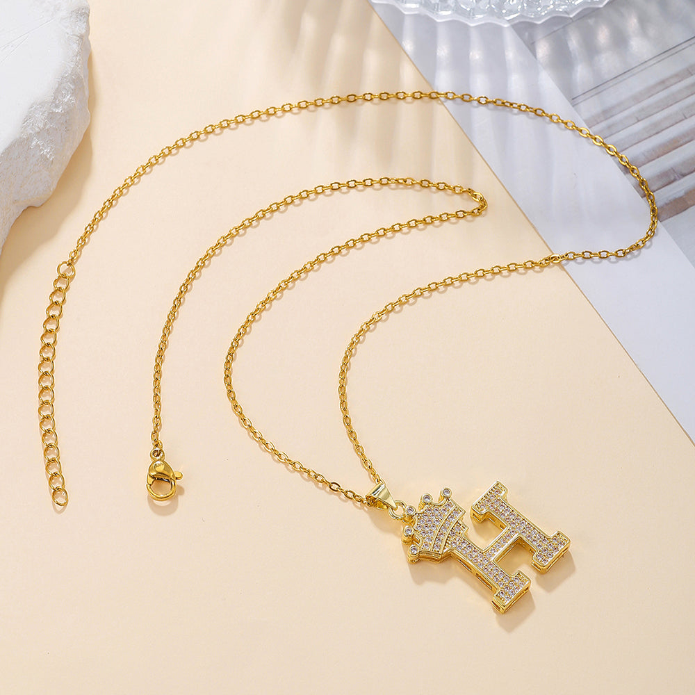 Crown Initial Sparkle Necklace — product view