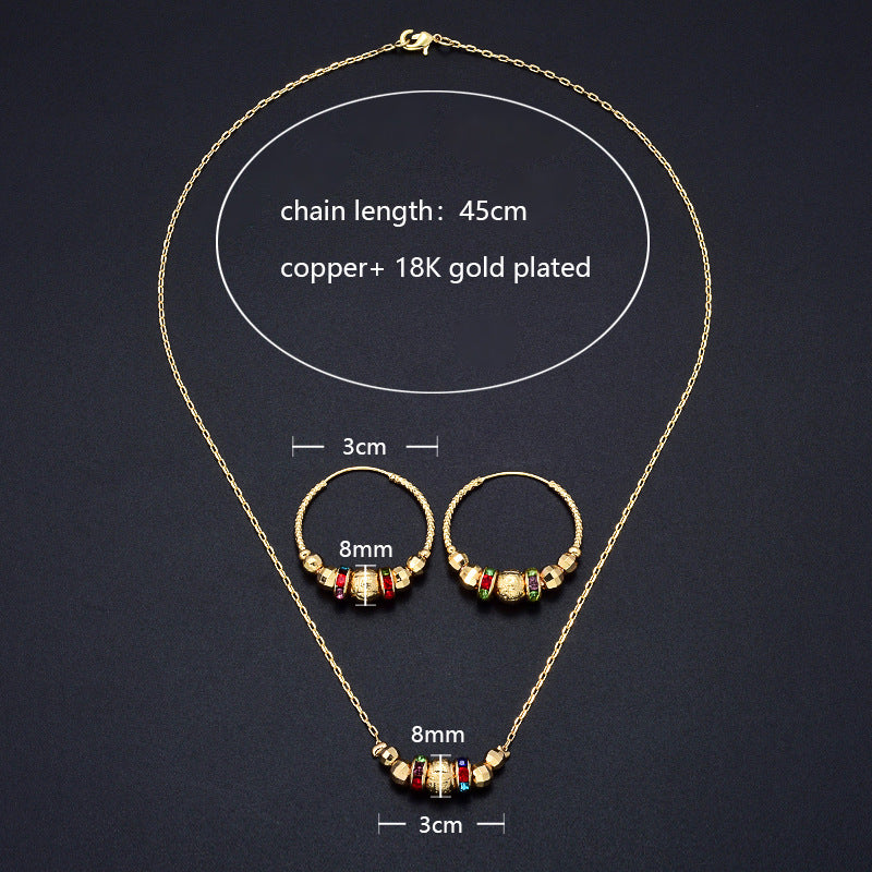 HD Jewelry Colourful Bead Necklace & Hoop Earring Set — Product detail