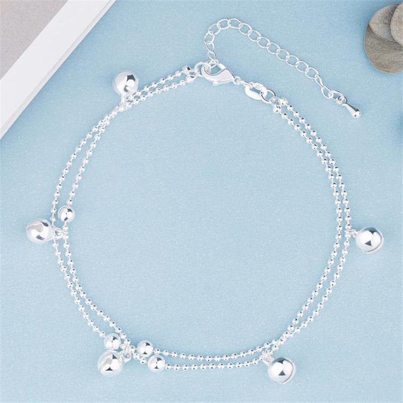 Silver-Tone Bell Charm Anklet