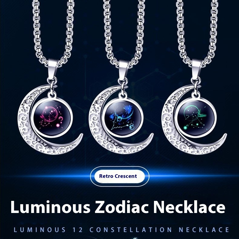 Zodiac Crescent Pendant Necklace — product view