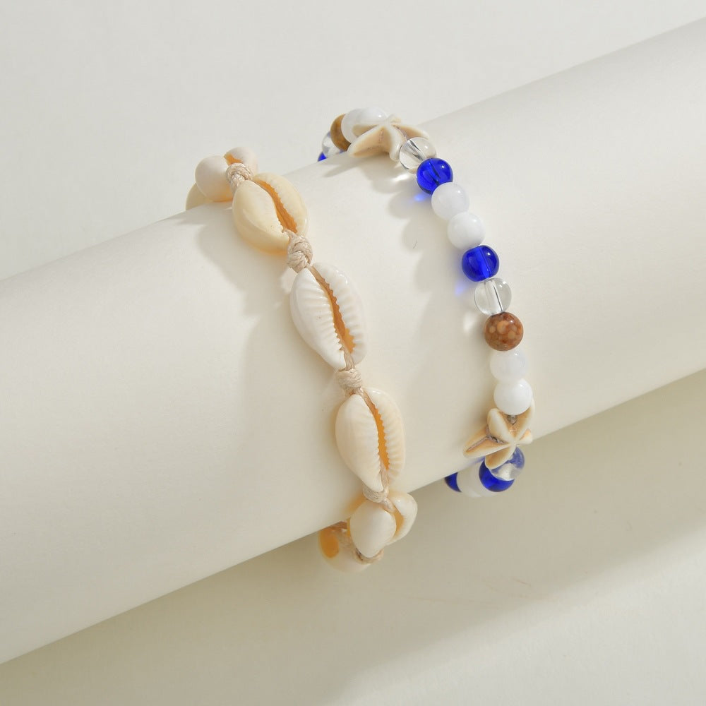 Shell & Turquoise-Tone Layered Anklet