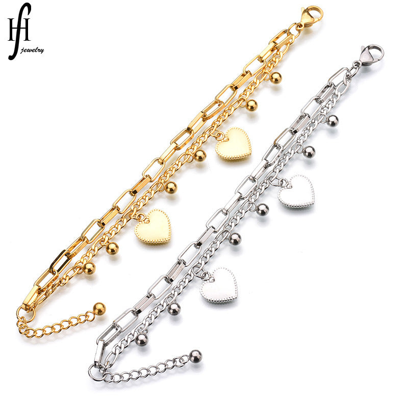 Layered Heart & Ball Charm Bracelet — product view 2