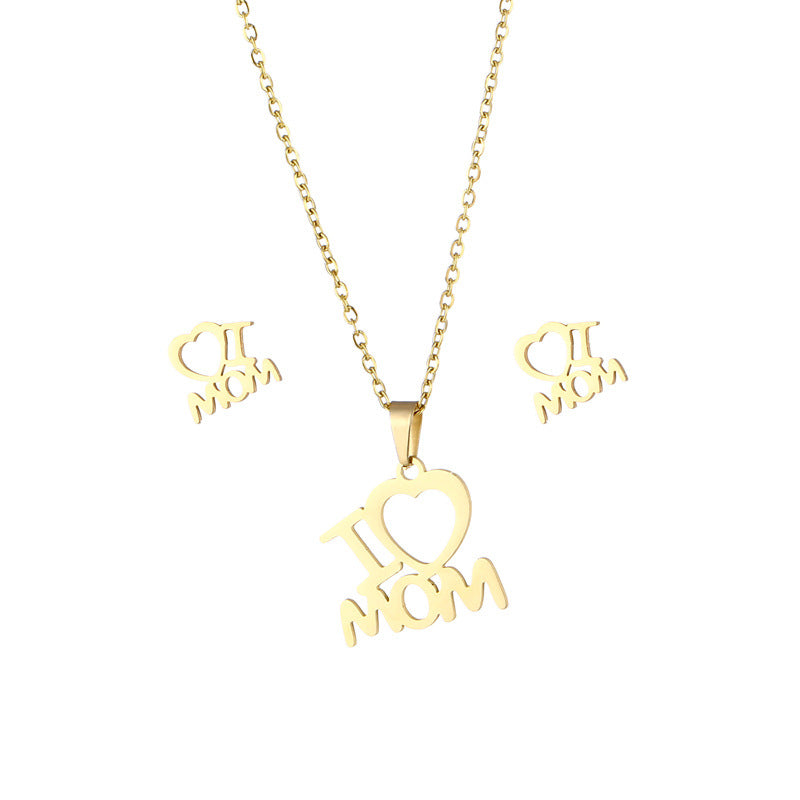 HD Jewelry I Love MOM Necklace & Stud Earring Set — Product detail