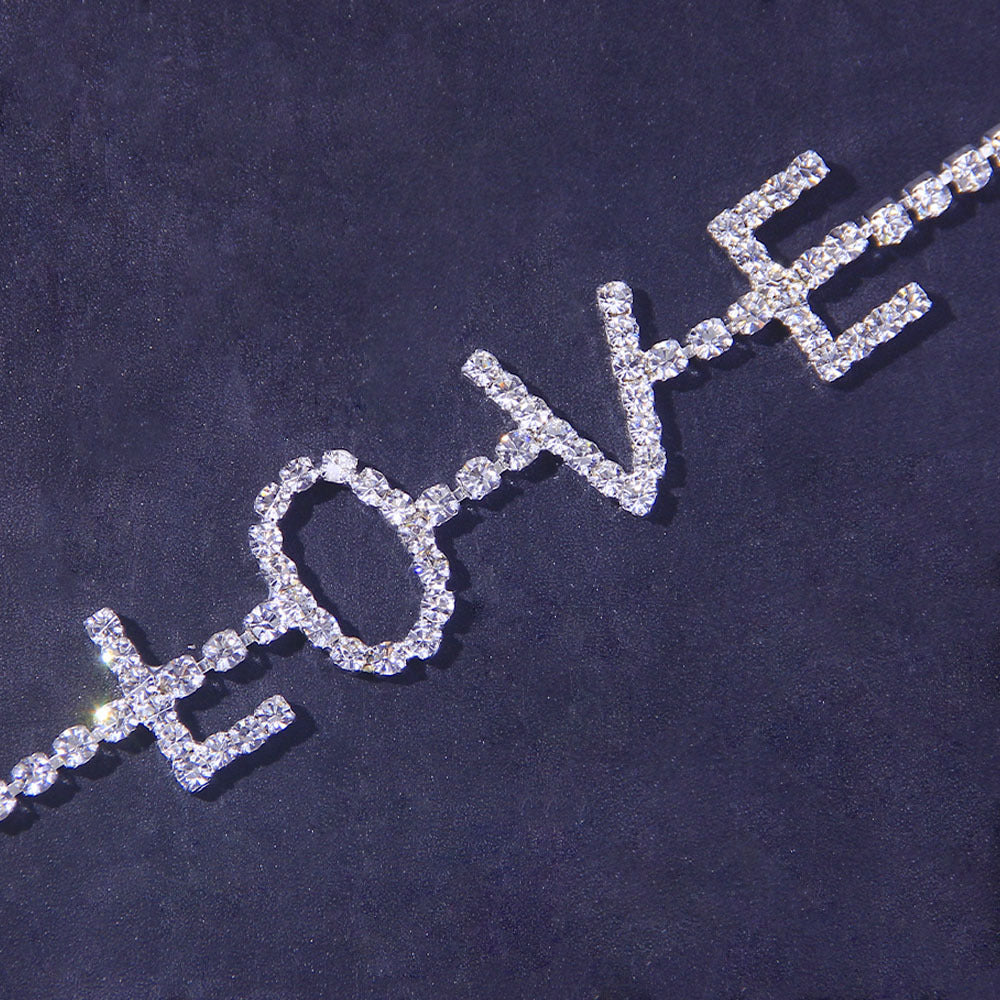 LOVE Rhinestone Anklet
