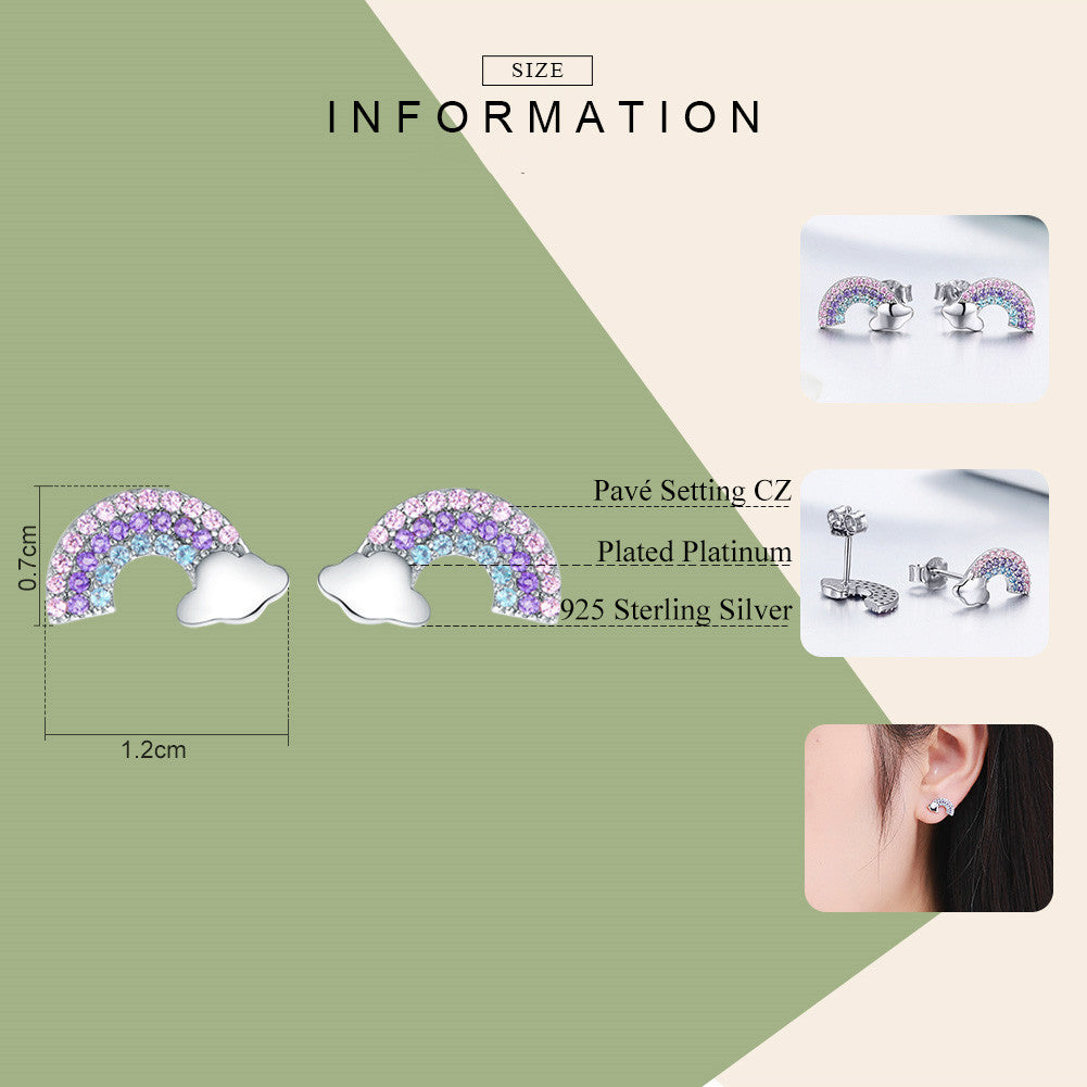S925 Rainbow Zircon Stud Earrings — product view