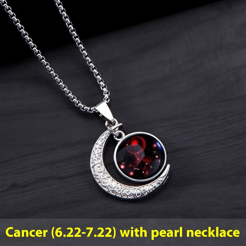 Zodiac Crescent Pendant Necklace — product view