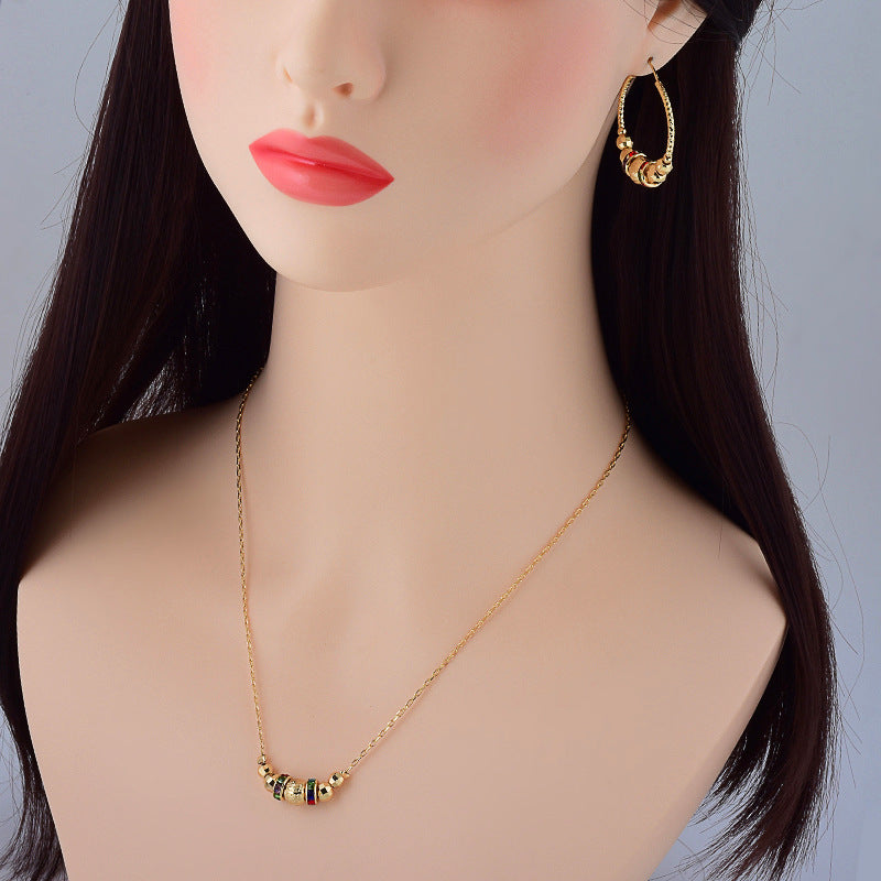 HD Jewelry Colourful Bead Necklace & Hoop Earring Set — Product detail