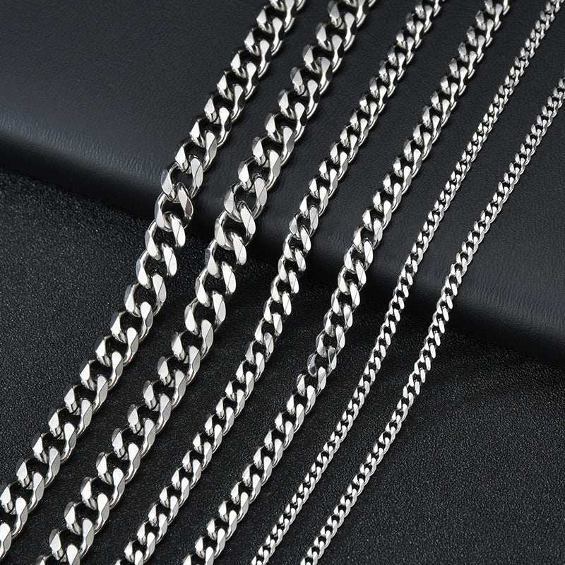 Faceted Stainless Steel Cuban Chain — product view 1