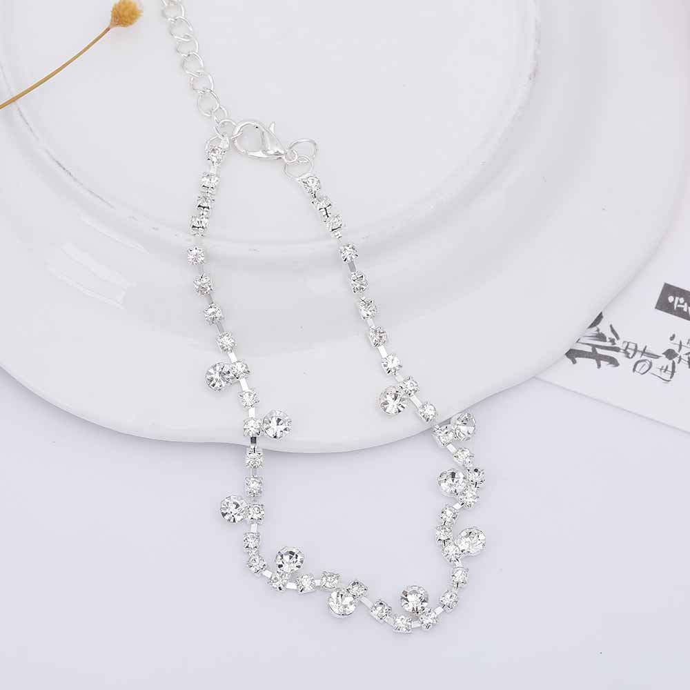 Silver-Tone Sparkle Drop Anklet