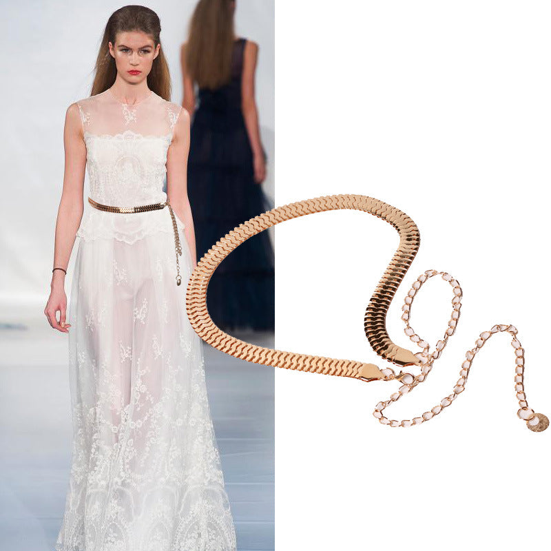 Gold-Tone Herringbone Waist Chain — product view 5