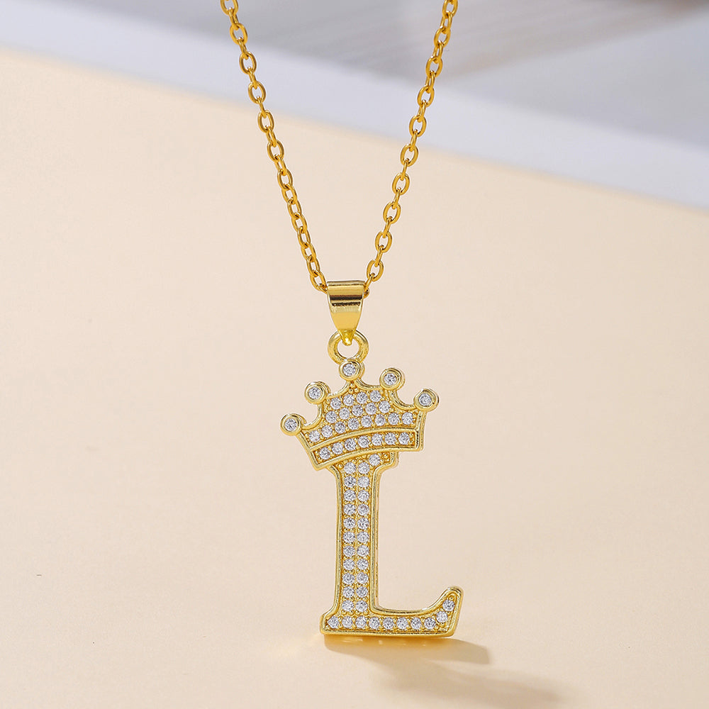 Crown Initial Sparkle Necklace — product view