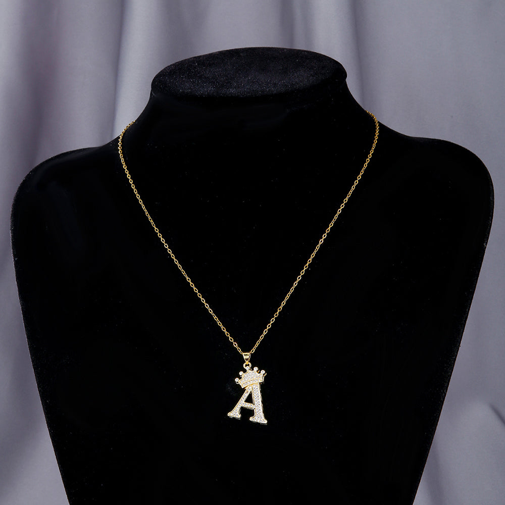 Crown Initial Sparkle Necklace — product view