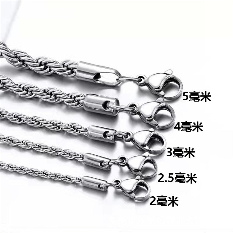 Stainless Steel Rope Chain Necklace — product view